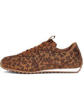 Women's Leopard Rhinestone Bridal Low-Heel Shiny Thin Sole Fashion Sneakers